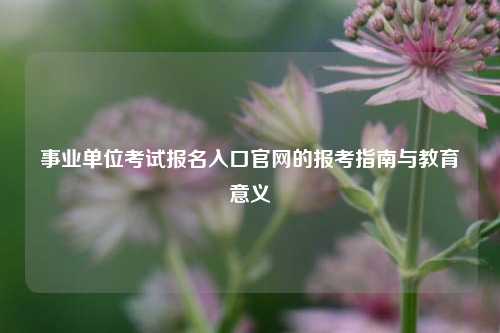 事业单位考试报名入口官网的报考指南与教育意义
